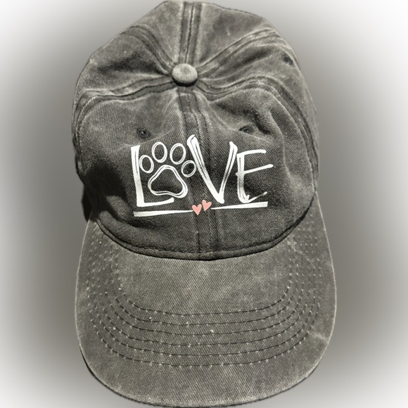 🫶🏽7/$10 Gray Love Paw Print Cap Hat - Picture 1 of 4